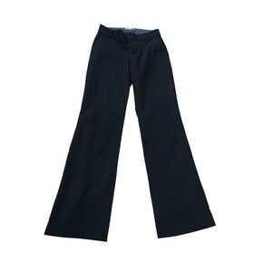 Banana Republic Trousers Black Martin Fit Stretch Wool Corporate Chic Wide Leg 2